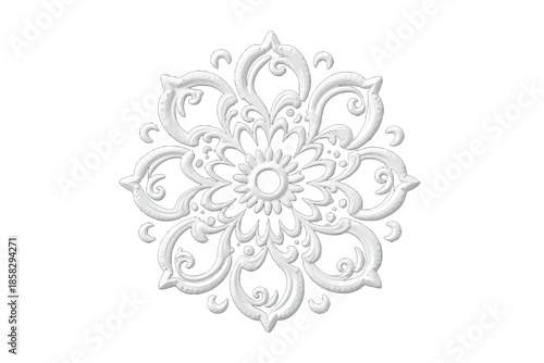 Intricate Floral Ornamental Design in White