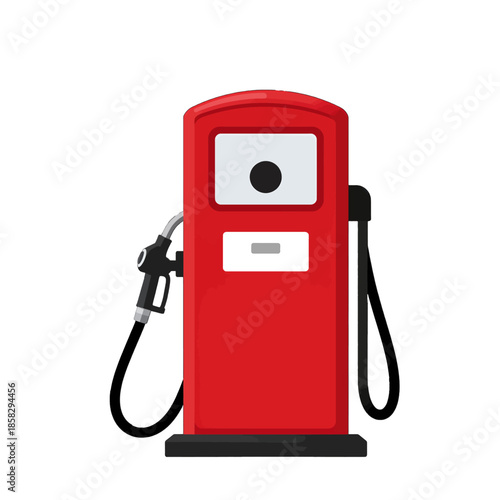 Red gas pump with black fuel nozzle