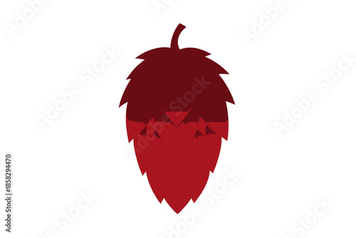 Red hop cone with detailed leaf texture.