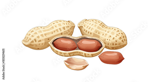 Shelled and unshelled peanuts with natural texture.