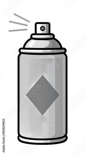 Spray paint can in action with visible spray