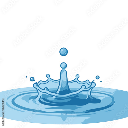 Water splash with droplets isolated on transparent