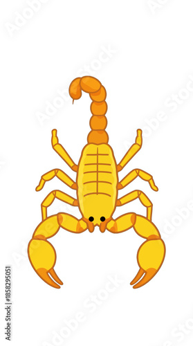 Yellow scorpion with raised tail and pincers