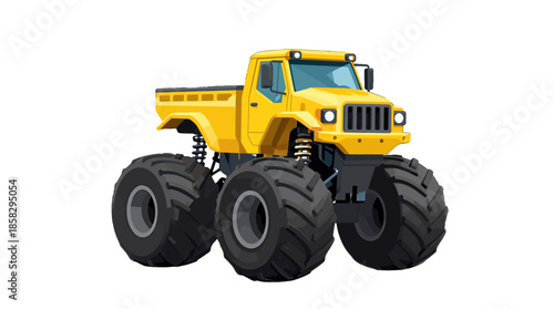 Yellow Monster Truck With Large Tires