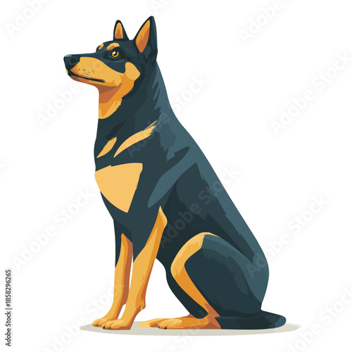 Simple flat 2D vector graphic of a Kelpie in modern icon style, isolated on a white canvas