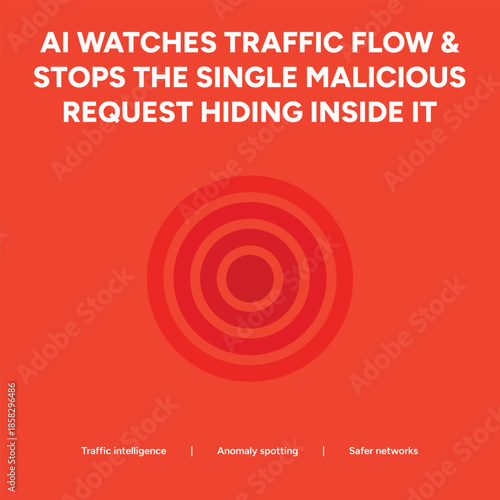 Abstract Red Target Radar Icon for Network Traffic Intelligence and Anomaly Spotting in AI Driven Cybersecurity Systems