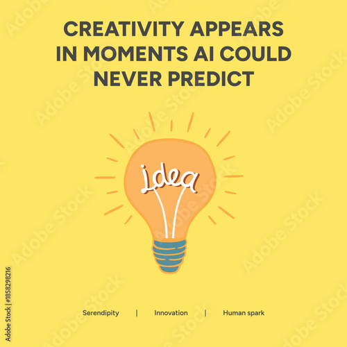 Innovation and Human Spark Concept Featuring a Glowing Idea Lightbulb Representing Creative Serendipity