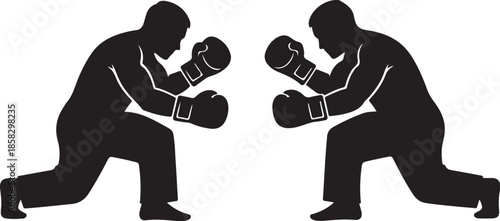 Two boxers in fighting stance facing each other