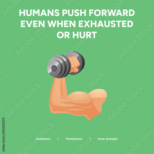 Human Resilience and Inner Strength Concept Showing a Muscular Arm Lifting a Heavy Weight
