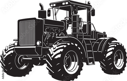 Black tractor illustration with large wheels and canopy