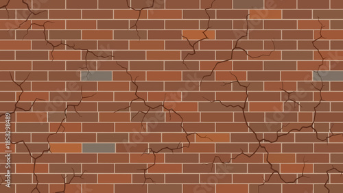 Cracked Brick Wall Texture A Detailed Close-Up of an Aged and Weathered Surface