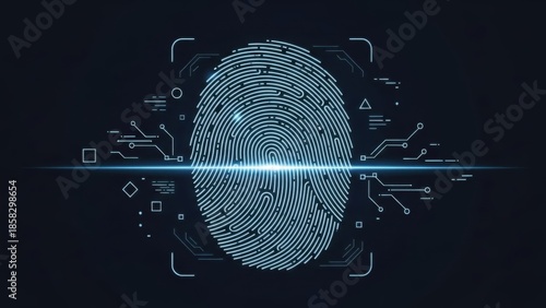 Secure biometric authentication system scanning a unique fingerprint for digital identity