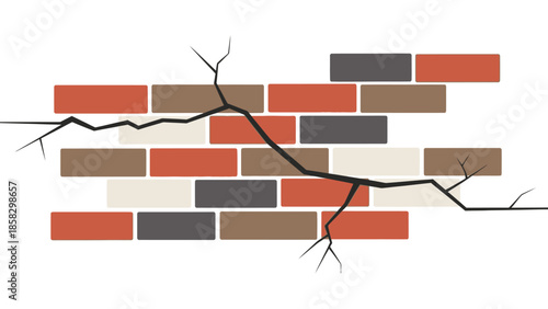 Cracked brick wall illustration featuring a textured background, perfect for design needs