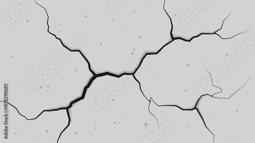Detailed view of cracks on a concrete surface, highlighting texture and damage
