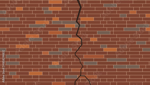 Cracked brick wall Detailed illustration showcasing the damage and deterioration of a building's structure