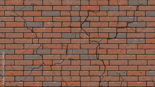 Detailed Brick Wall Texture with Cracks, Perfect for Backgrounds and Design Elements
