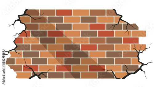 Cracked Brick Wall A Detailed Illustration of Damaged Construction and Texture