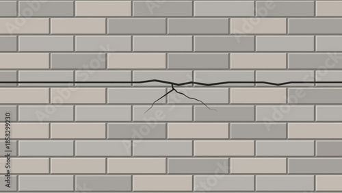 Close-up of a cracked brick wall with detailed texture and visible damage, ideal for background