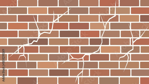 Cracked Brick Wall Texture A Detailed Vector Illustration of Damaged Construction