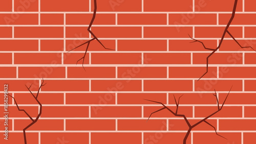 Cracked Brick Wall A Detailed Illustration of Damage, Texture, and Structural Imperfection