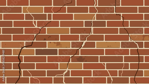Cracked Brick Wall Texture Illustrative Depiction of Damage and Degradation