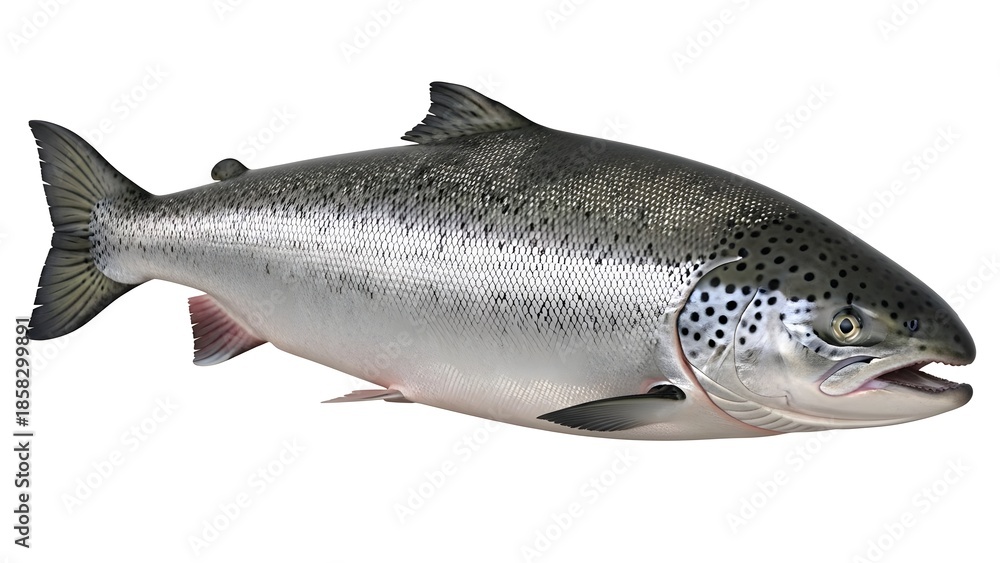 Obraz premium Freshwater salmon fish isolated on a white background culinary seafood concept