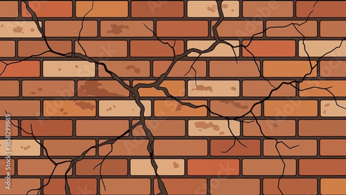 Cracked Brick Wall Texture A Detailed Illustration of Damage, Grunge, and Decay