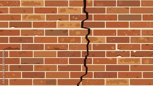 Cracked Brick Wall A Detailed Illustration of Damage and Structural Issues