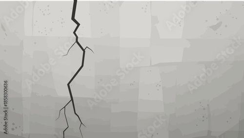 Cracked wall in grayscale, depicting damage and decay, textured background for abstract concepts