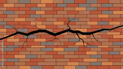 Brick Wall with a Prominent Crack A Symbol of Damage and Imperfection