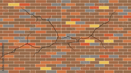 Cracked brick wall illustration Texture, damage, and background