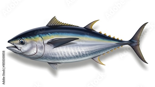 Tuna fish illustration on white background aquatic animal marine life