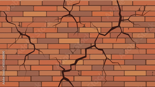 Brick Wall with Cracks A Graphic Illustration of Texture and Imperfection, Suitable for Backgrounds