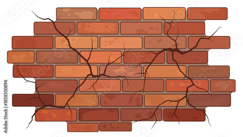Cracked brick wall illustration showing damage, texture, and structural issues