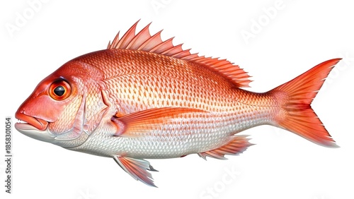 Vibrant red fish isolated on white background for commercial use
