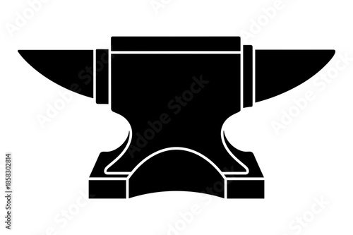 Iconic silhouette of a heavy-duty blacksmith anvil featuring a durable flat top surface and two pointed horns for metalworking projects.