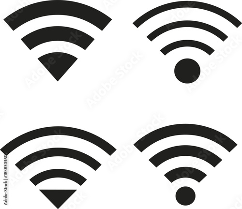 Wireless signal and wifi connection icon set, internet network status symbols, digital communication and hotspot access vector elements