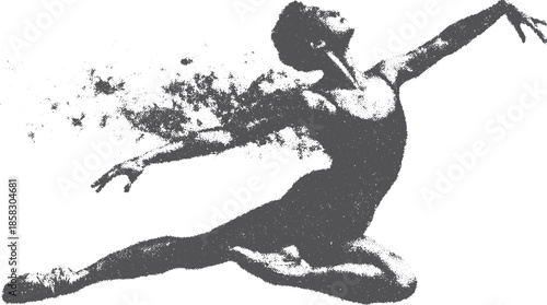 Dynamic dancer in motion, showcasing a graceful ballet jump. This elegant vector illustration captures artistic expression.