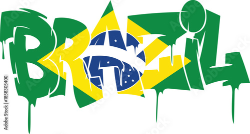Brazil text design with flag.