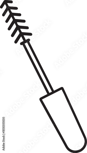 Minimalist line icon of mascara wand brush for makeup and beauty concepts