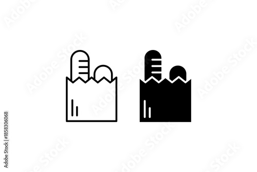 icon and outline of bread in a paper bag