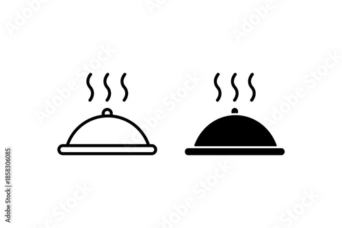 icon and outline of restaurant food cover cloche