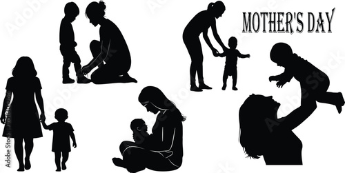 Mother's day silhouette collage of family moments