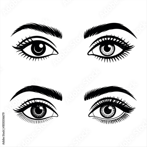 Different eye makeup styles and techniques for beautiful eyes Vector