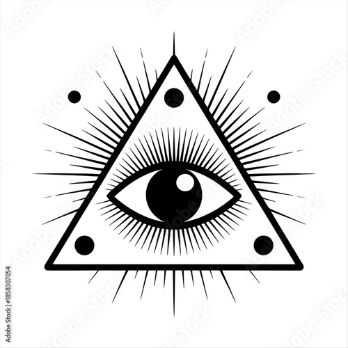 Mysterious eye symbol within a triangle Vector