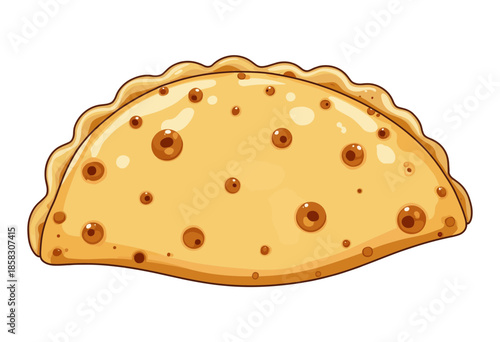 Illustration of a Golden Brown Empanada with Crispy Edges and a Warm, Savory Filling Encapsulated in a Flaky Pastry Shell