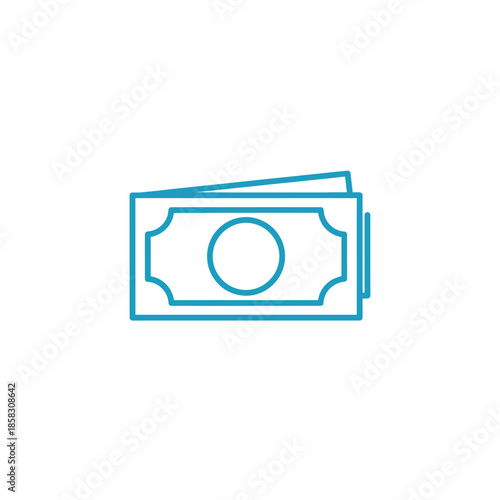 Simple Line Drawing of Cash Money Banknote for Financial and Banking Concepts
