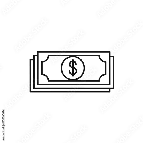 Simple Line Drawing of Cash Money Bills for Financial or Banking Concept