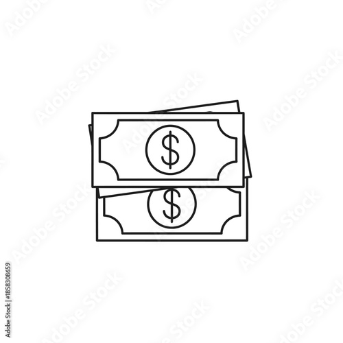 Simple Line Drawing of Cash Money Bills for Financial and Business Themes