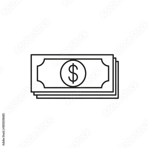 Simple Line Drawing of Cash Money Stack for Financial or Business Themes